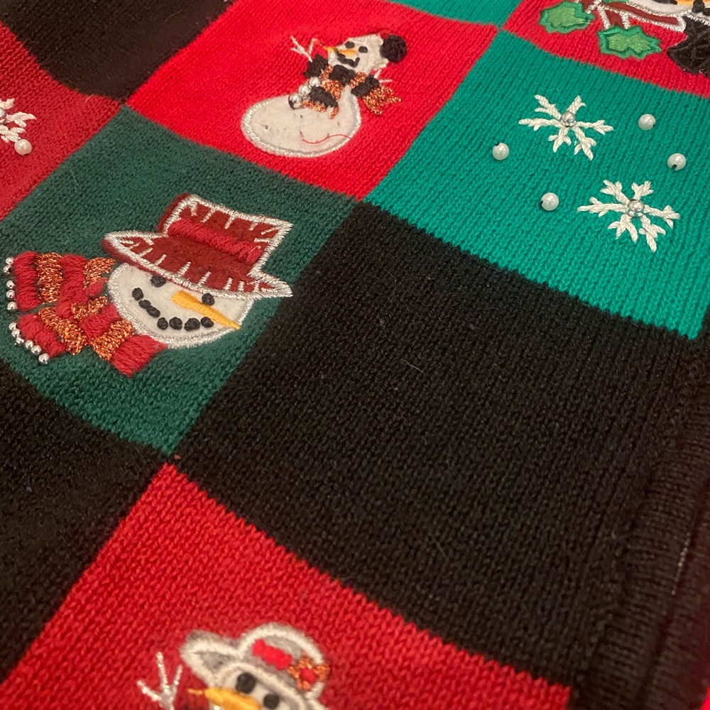 Vintage Basic Editions Holiday Winter Zip Sweater… - image 2